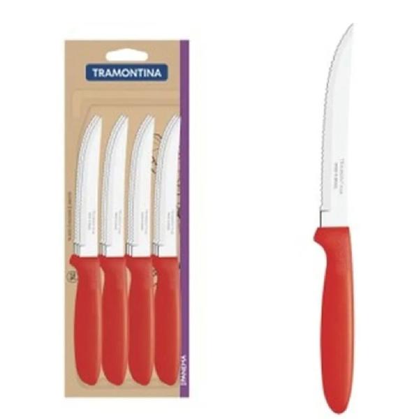Juego Cuchillos Ipanema Asador 12 Unidades Hoja Resistente Diseño Antideslizante Color Rojo