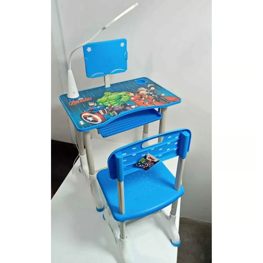 Marvel Avengers Escritorio Escolar Ergonomico 120cm Silla Ajustable Lampara LED Azul