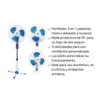 Alfano AL-1680 Ventilador 3 en 1 16" 60W 3 Velocidades Oscilación 90° Control Remoto Blanco