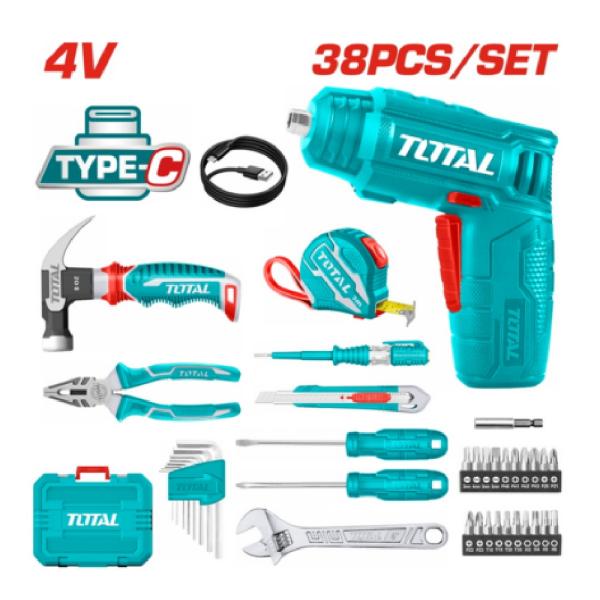 SET ATORNILLADOR DESTORNILLADOR 4V INALÁMBRICO 36PZS THKTHP10386