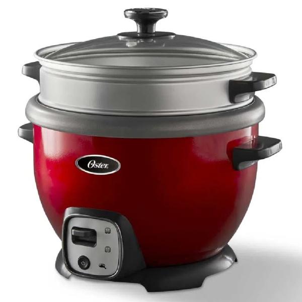 Olla Arrocera Oster CKSTRC7030R 2.2L Cocción Rápida Tapa de Vidrio Rojo