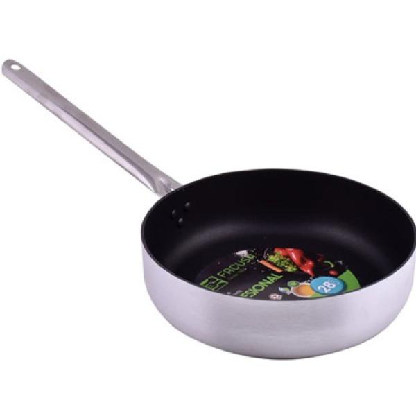 Facusa Sartén Profesional 28cm 3 Capas Antiadherente Acero Inoxidable Mango Ergonómico Negro