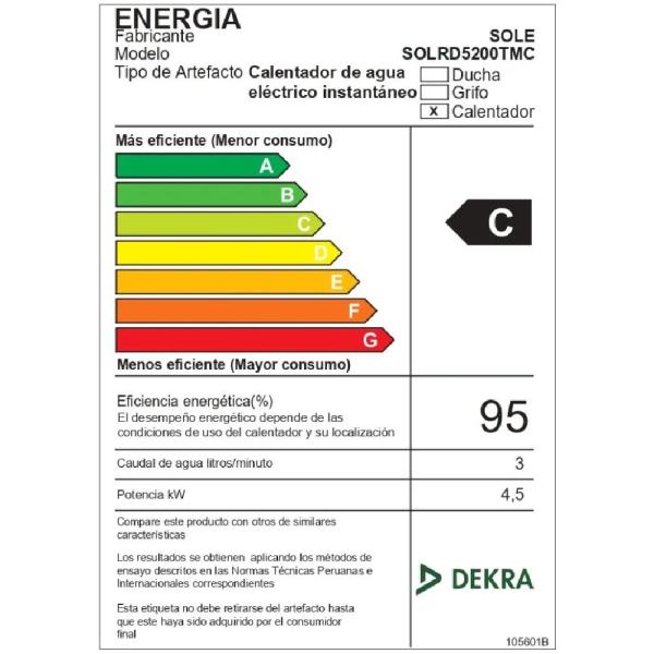 Rapiducha Eléctrica Turbo Max Sole 5500W Calentamiento Rápido Compacta Gris