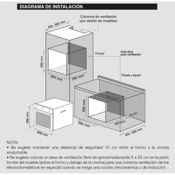 Sole SOLHO019 70L Horno Digital Autocooling Termostato Seguridad Negro