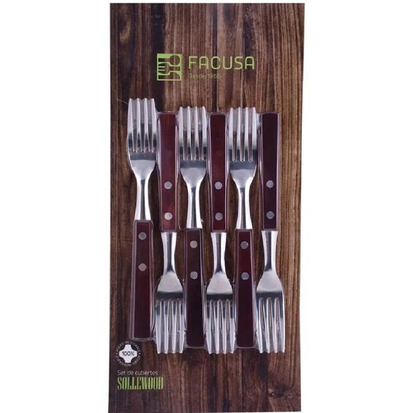 Facusa Sollewood Tenedor MM Cub X06 18cm Resistente a Corrosión Juego x6 Plata