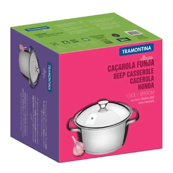 Olla de Cocina Tramontina Allegra T-Vid 20 cm 3.04 Lt Acero Inoxidable - 10116236