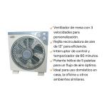 Blanco Furni BF-1210-12 50W Ventilador Recirculante 12" 3 Velocidades Ajustables