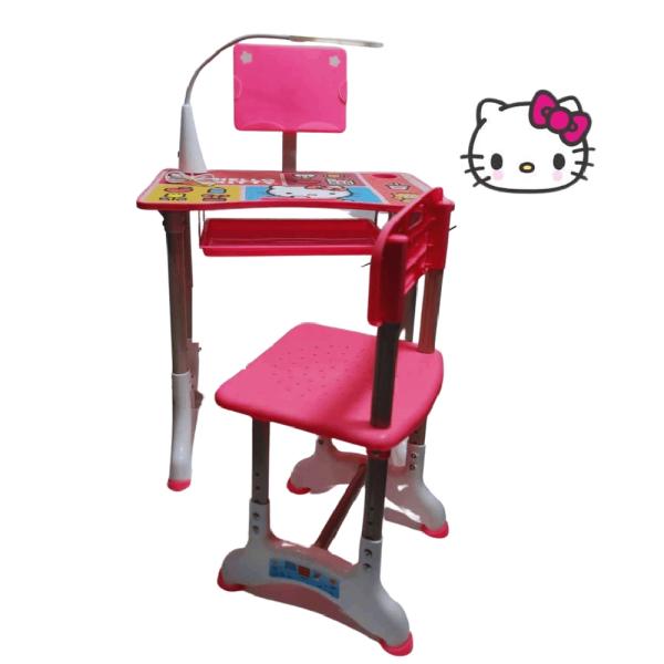 Sanrio Hello Kitty Escritorio Ergonómico Infantil con Luz LED Integrada y Estante Ajustable - Rosa