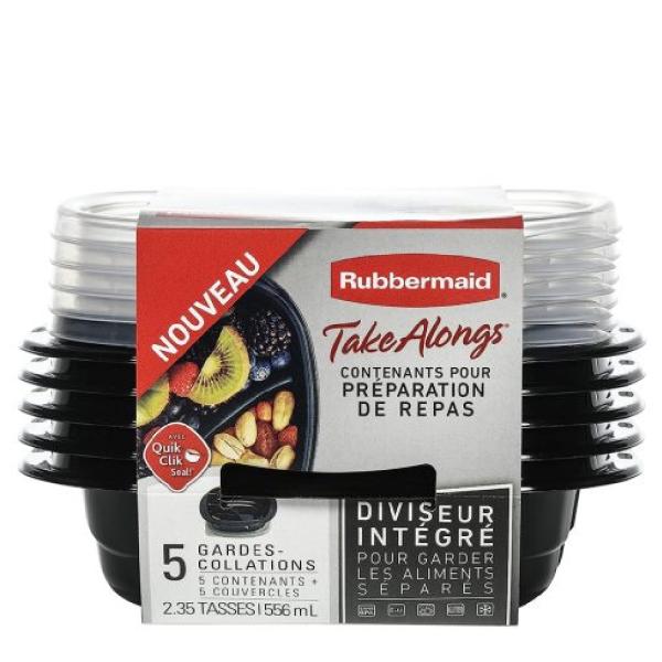 Set 5 Recipientes Rubbermaid 556ml Apilables Tapa Segura Sin Derrames - 2077539
