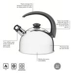 Tetera UYSA Premium 3 Litros con Silbato Acero Inoxidable Gradable Ergonómico Plateado