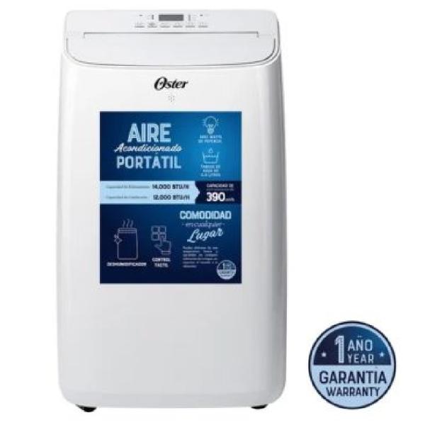 Oster PACPOR1412FWE 12000 BTU Aire Acondicionado Portátil 3 en 1 Control Remoto Blanco