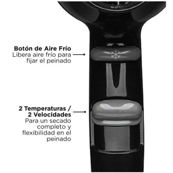 Secadora Revlon RVDR5260BLA2 1875W Plegable Tecnología Iónica Cabello Brillante Negro