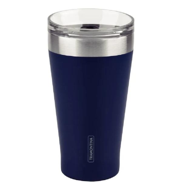 Tramontina Exata 500ml Vaso Térmico Acero Inoxidable Doble Pared Azul - Tapa Hermética