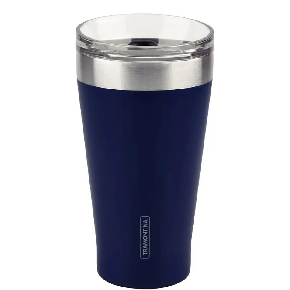Tramontina Exata 500ml Vaso Térmico Acero Inoxidable Doble Pared Azul - Tapa Hermética