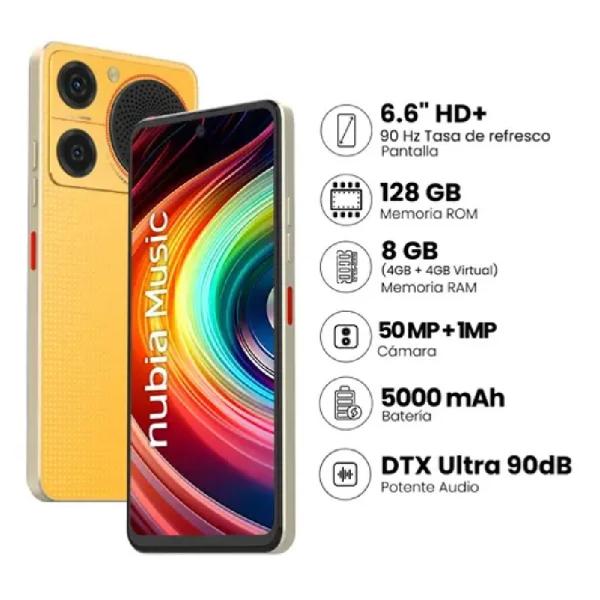 ZTE Nubia Music 6.6" 4GB RAM 128GB Cámara 50MP Dual SIM Color Naranja