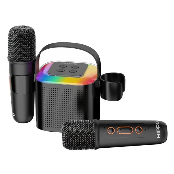 Hippo KS01 Plus 5W Bluetooth Karaoke Luces LED Micrófono Inalámbrico Negro