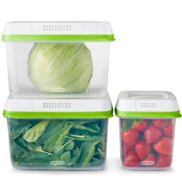 Rubbermaid 2114817 Juego de 3 Contenedores 3.8L Herméticos Apilables Libre de BPA Blanco