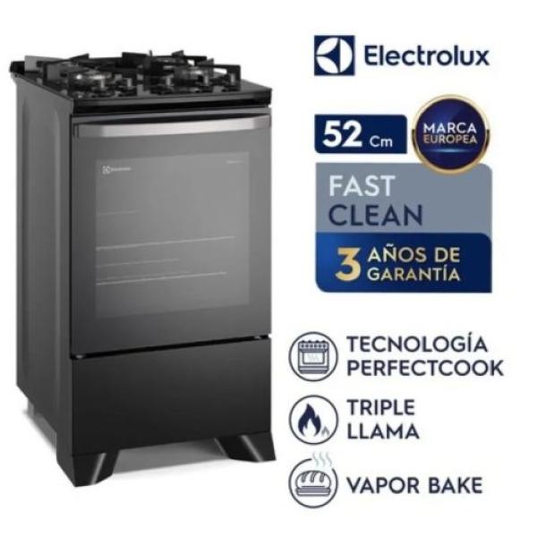 Electrolux FE4GP Cocina 4 Quemadores 5.2 kW Encendido Automático Mesa de Vidrio Negro