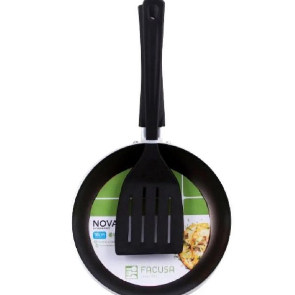 Facusa Nova 18cm Sartén Cocina Antiadherente + Accesorio - Base Difusora de Calor - Duradero - Ideal para Todo Tipo de Cocinas - Negro