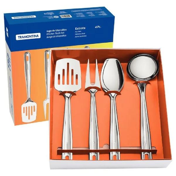 Set Cocina Tramontina Extrata 4 Pzas Acero Duradero Facil Limpieza Ideal Chef - 10390089