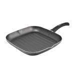 FACUSA Plancha Grill 28cm Antiadherente 4 Capas Reversible Profesional Negro
