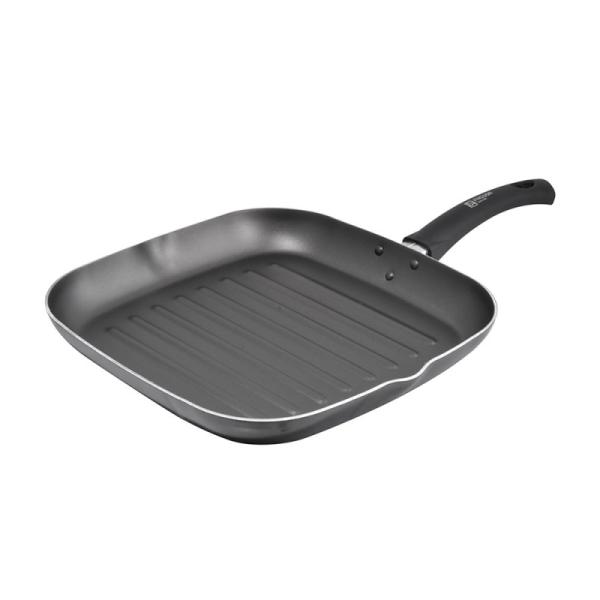 FACUSA Plancha Grill 28cm Antiadherente 4 Capas Reversible Profesional Negro