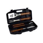 Facusa 224004001 Set BBQ 4 Piezas Maletín Plástico Utensilios Parrilla Negro
