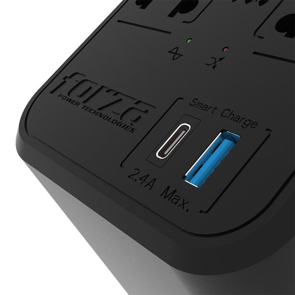 Forza FVR-1222USB 2200VA Regulador de Voltaje 8 Tomas Protección AVR USB Negro