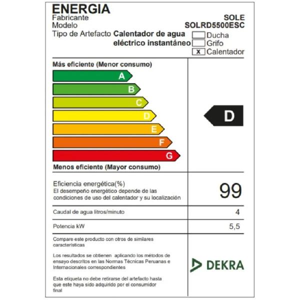 Rapiducha Sole Start Temp Pro 5500W Terma Eléctrica