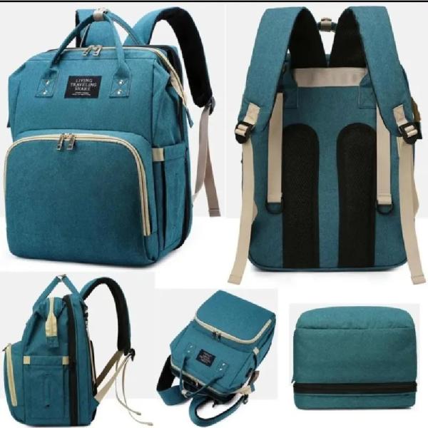Mochila Pañalera Convertible 3 en 1 Verde Impermeable con Bolsillos Térmicos