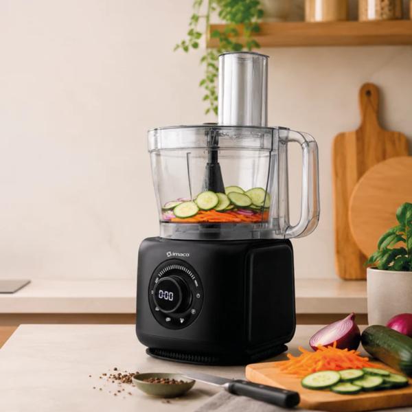Imaco FP416A 1000W 2L Procesador de Alimentos 7 en 1 Panel Digital Cuchillas Inoxidables Negro