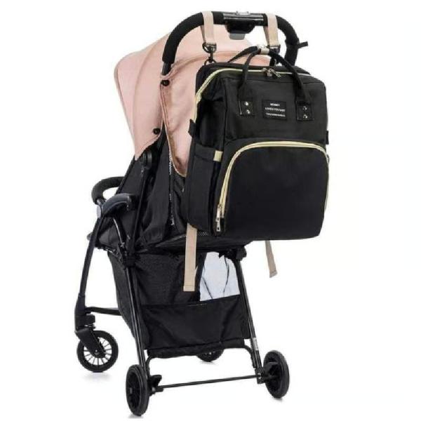 Mochila Pañalera Convertible 3 en 1 Negro Multifuncional con Portabebé y Cambiador