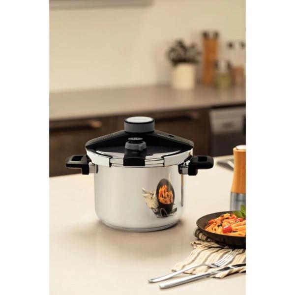 Olla a Presión Tramontina Presto 22cm 5 Mecanismos Seguridad 6L Acero Inoxidable - 62518220