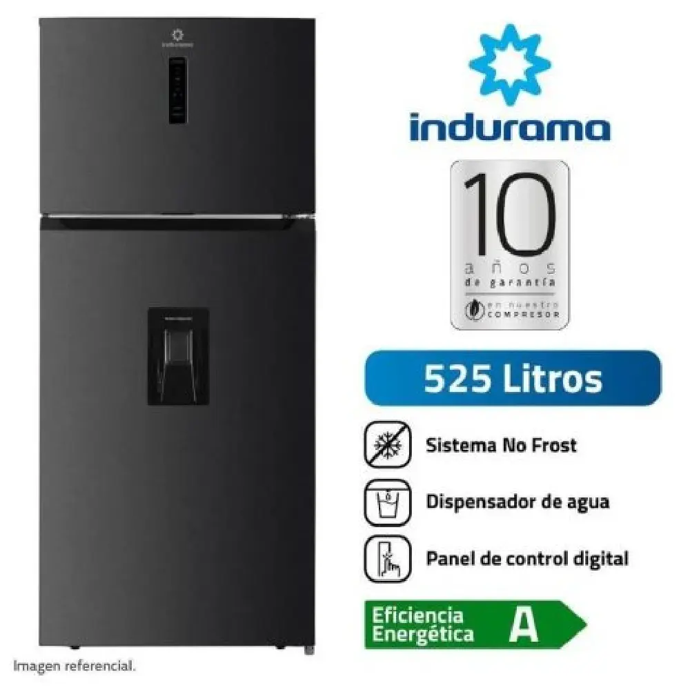 Indurama RI-578DN Nevera No Frost 525L Distribución Inteligente Control Digital Negro