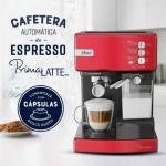 Oster Prima Latte BVSTEM6603R Cafetera Automática 15 Bares Espresso/Cappuccino Rojo