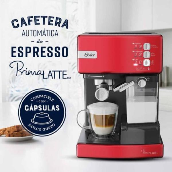 Oster Prima Latte BVSTEM6603R Cafetera Automática 15 Bares Espresso/Cappuccino Rojo
