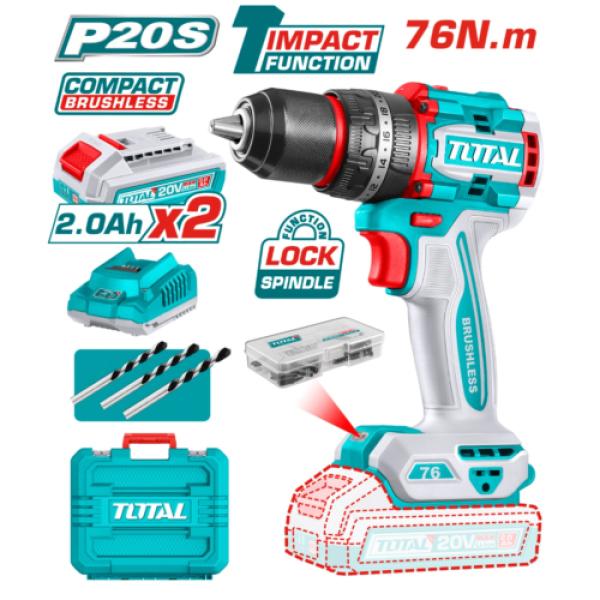 Taladro Percutor DeWalt DCD796D2 20V 76Nm Brushless 13mm 2x2.0Ah Maletín Industrial