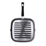 FACUSA Plancha Grill 28cm Antiadherente 4 Capas Reversible Profesional Negro