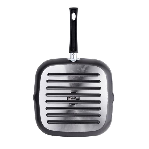 FACUSA Plancha Grill 28cm Antiadherente 4 Capas Reversible Profesional Negro