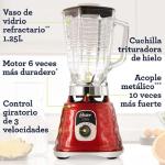 Oster BLST4126R-053 Licuadora Clásica 3 Velocidades 450W Vaso Vidrio 1.25L Rojo