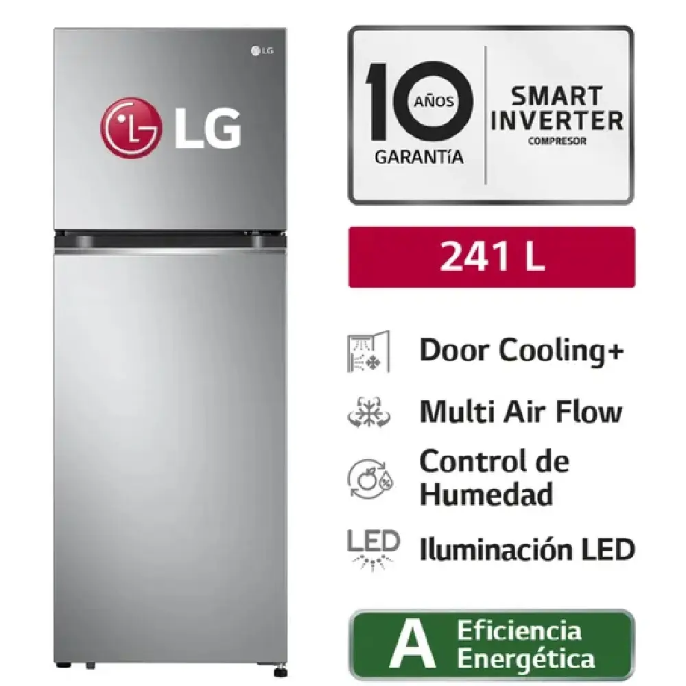 LG GT24BPP Refrigeradora Top Freezer 241L Door-Cooling Sistema Fresh Air