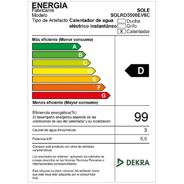 Rapiducha Sole Perfect 5500W Terma Eléctrica Ahorro de Energía Panel Digital Gris