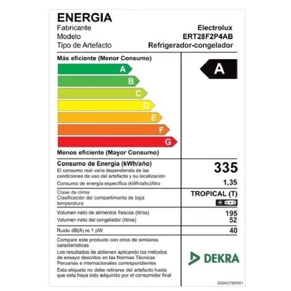 Electrolux ERT28F2P4AB No Frost 251L Ahorro Energético A+ Clase Inverter
