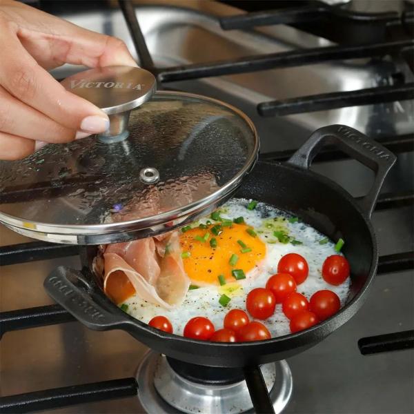 Cazuela Esmaltada UNSA 14cm Antiadherente H Fundido + Tapa Vidrio - 55148006