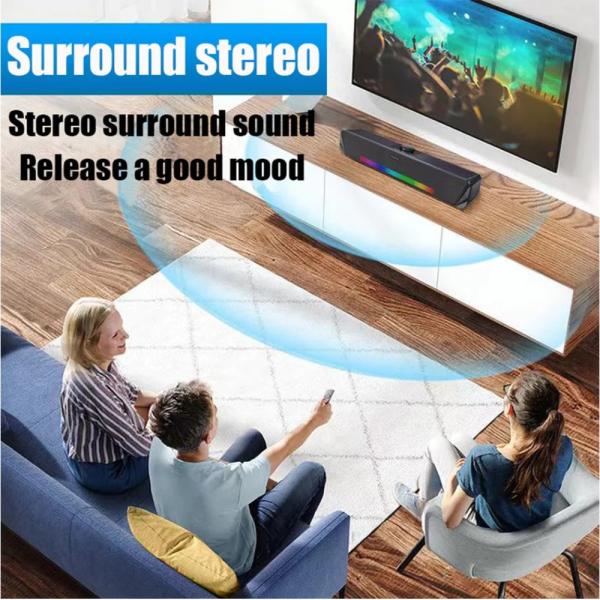 Lenovo TS33-B Barra de Sonido RGB Bluetooth 5.0 80W Subwoofer Inalámbrico USB Negro