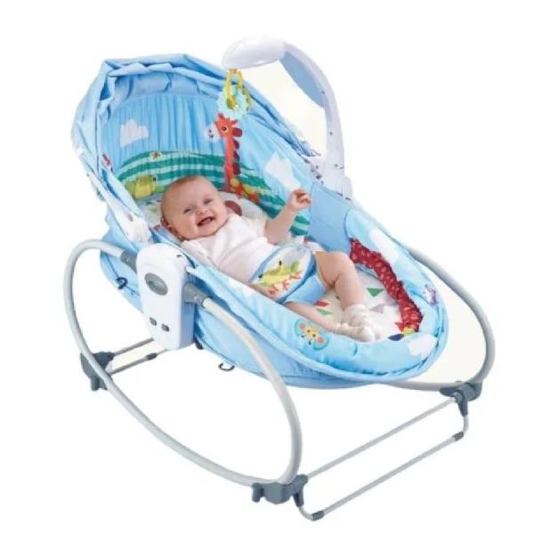 Versatile Mecedora 6 en 1 para Bebé Multifuncional con Portaobjetos y Balanceo Suave Azul