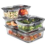 Rubbermaid Brilliance Set de 5 Herméticos de Vidrio 3.2L Cierre Perfecto Libre de BPA